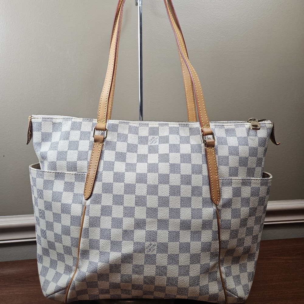 Auth Louis Vuitton Totally mm Azur Diamer totes shoulder bag